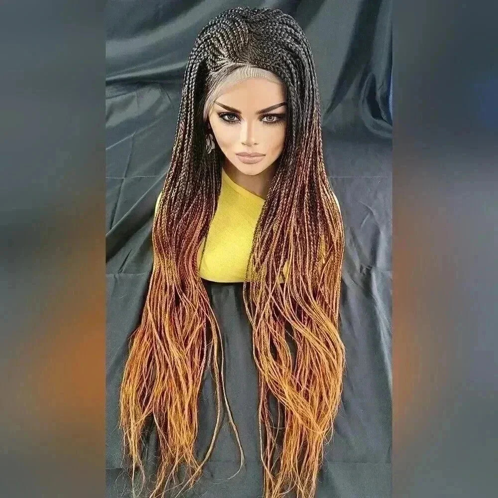๐ฅ Auburn Ombre Box Braids Wig w/Lace | Premium Synthetic | Heat Resistant - Picture 9 of 15